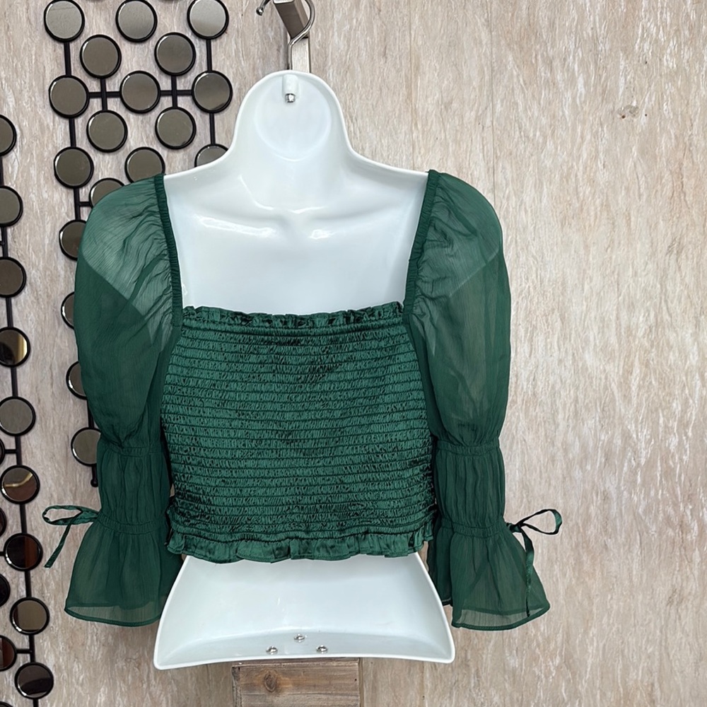 Urban Outfitters green Puff Sleeve Blouse - Picture 4 of 7